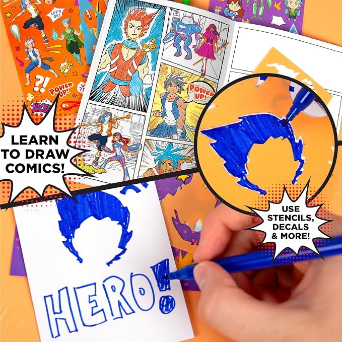 Made By Me Anime Color & Design Artist Set, 22-Piece Art Set, Create Your Own Comics, Make Your Own Manga & Anime Sketchbook, Gifts for Manga Enthusiasts, Arts & Crafts for Kids 6+