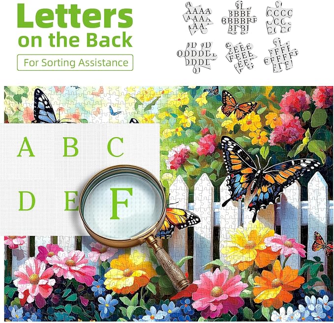 500-Piece Jigsaw Puzzle for Adults Butterfly Garden Spring Colorful Flowers 500pc Adult Puzzles Nature-Themed Flower Puzzle, Challenging Yet Relaxing Activity, Gift for Puzzle Lovers(23"x15")