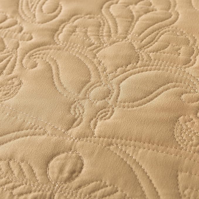 HoneiLife Queen Quilt Bedding Set - 3 Piece Microfiber Quilt Sets Lightweight Bedspreads Reversible Coverlets Retro Bed Cover Paisley Pattern Bedding Set All Season Quilts-Yellow