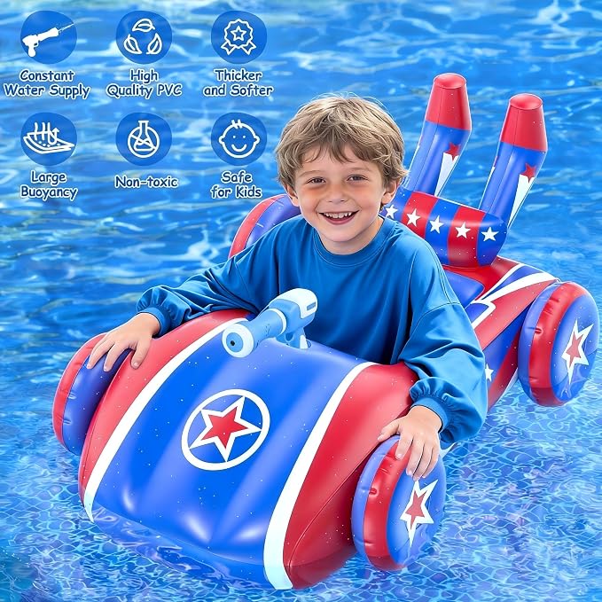 Kids Pool Floats with Water Gun, Toddler Inflatable Pool Toys for Kids Age 3-8 Years Old, Summer Outdoor Water, Beach, Swimming Pool Toys Gift for Girls