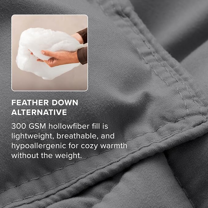 Bare Home Bed-in-A-Bag 7 Piece Comforter & Sheet Set - Queen - Goose Down Alternative - Ultra-Soft 1800 Premium Bedding Set (Queen, Grey/Light Grey)