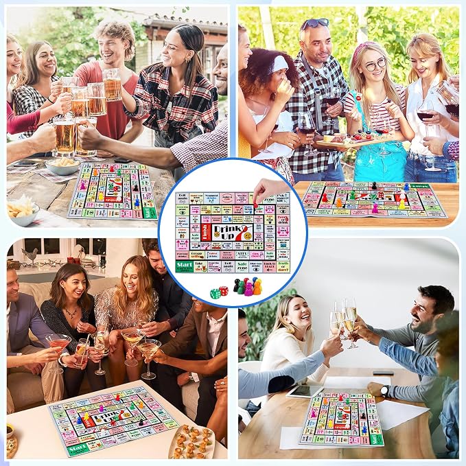 Fofeadm Drinking Board Games for Adults, Rubber Mat Drinking Board Game, Funny Party Interactive Drinking Games for Game Night, Birthday, Family Play or Any Occasion, Age 21+, 2-8 Players