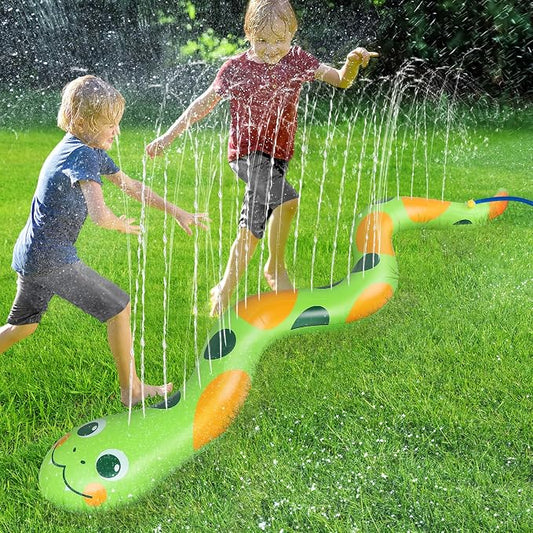 95" × 12" Extra Large Snake Sprinkler for Kids - Inflatable Kids Sprinkler for Yard, Toddler Water Outdoor Toys, Durable Splashing Fun Summer Toys for Garden Lawn, Attaches to Garden Hose