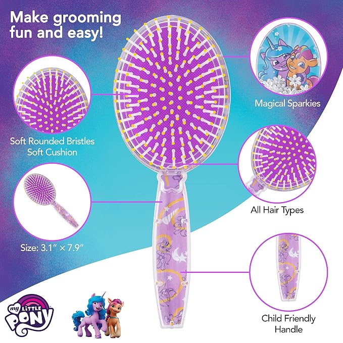 Hair Brush with Magical Sparkling Stars Confetti - Kids Hair Brush Ages 3+