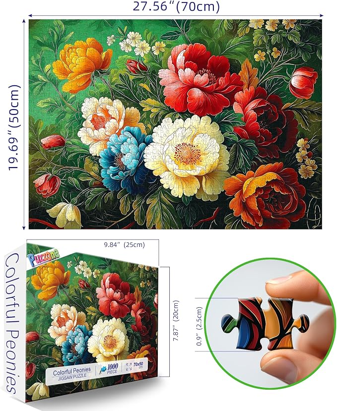 Jigsaw Puzzles for Adults 1000 Pieces Vintage Paint Flower Jigsaw Puzzles Challenge Art Puzzle for Adult with Letters on Back for Gift Home Wall Decor, Dust Free (27.5"x19.7")