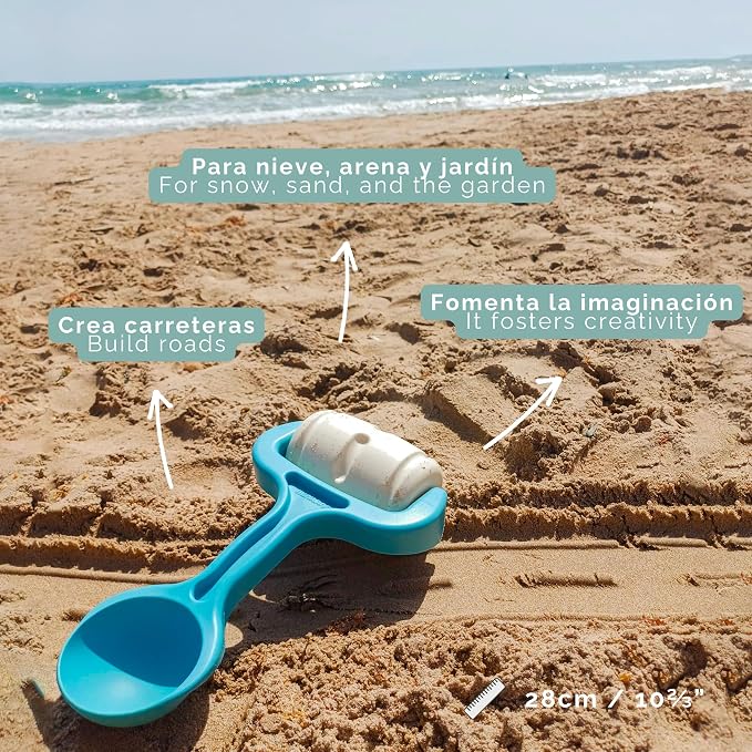 Miniland Beach Essentials, Sand Toys, Outdoor Toys for Toddlers 1-3, Beach Toys for Toddlers 1-3, Outdoor Play for Beach Vacations and Pool Fun | ECO Sand Roller Highway