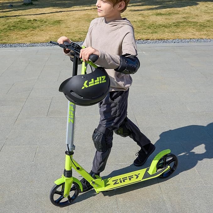 JOVA ZIFFY Scooter for Kids with Hand Brake, Foldable Kick Scooter for Ages 6-12, Lightweight Scooter for Boys with 4 Adjustable Heights, ABEC9 Bearings, Supports Up to 220 lbs