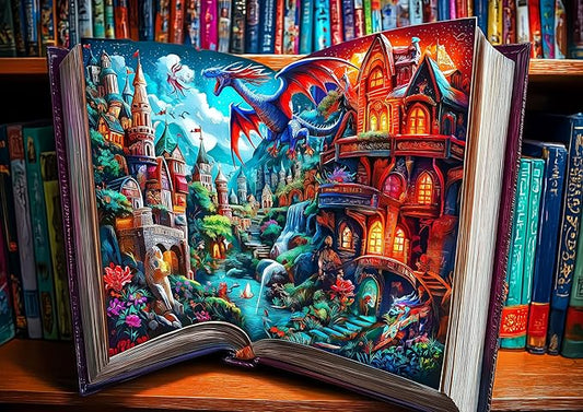 Magical Storybook Jigsaw Puzzles 1000 Pieces Fantasy World Landscape Puzzles for Adults 1000 Pieces with Letters on Back Hard Colorful Impossible Difficult Challenging Family Puzzle (27.5"X19.6")