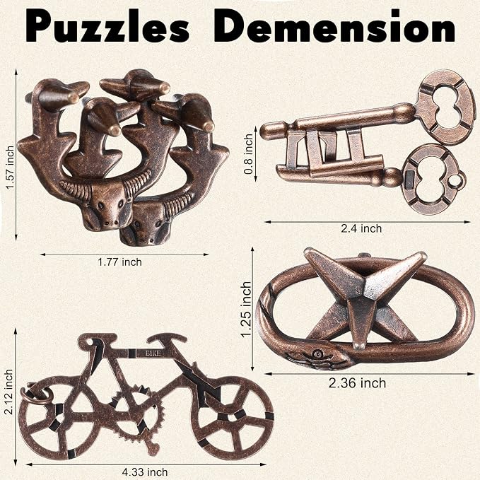Wettarn 9 Pcs Metal Brain Teaser Puzzles 3D Steel Puzzle Set for Adults IQ Logic Challenge Disentanglement Unlock Interlocking Games Smart Logic Test Toys for Adults Mind Challenge(Exquisite Style)