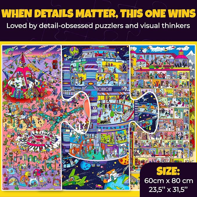 QUOKKA 1000 Piece Jigsaw Puzzle for Adults – Set of 3 Puzzles for Adults 1000 Pieces Premium Box Packaging - Desert Whirl, Galactic Tails, Hotel Wildeluxe - Fun Challenges - Stunning Scenic Animal