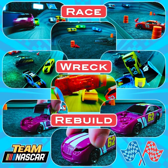 Slot Car Race Track Sets | NASCAR Crash Circuit Short Track | 2 Electric Powered Cars with Flash Chargers | Race Tracks for Kids Ages 4-8 | Car Racing Toy