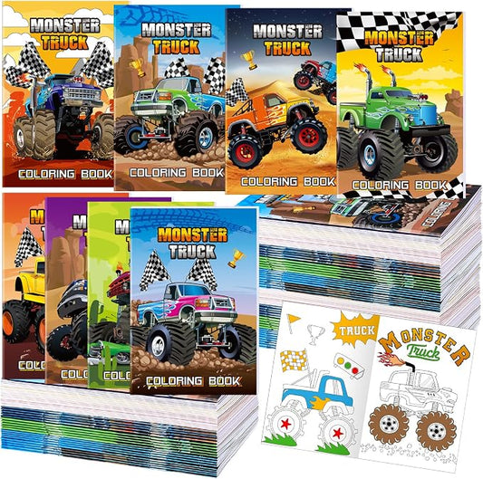 Estune 40 Pcs Coloring Books Party Favor for Kids Coloring Book Set Mini Small Color Booklets Goodie Bag Stuffers Gift Classroom Home (Monster Truck)