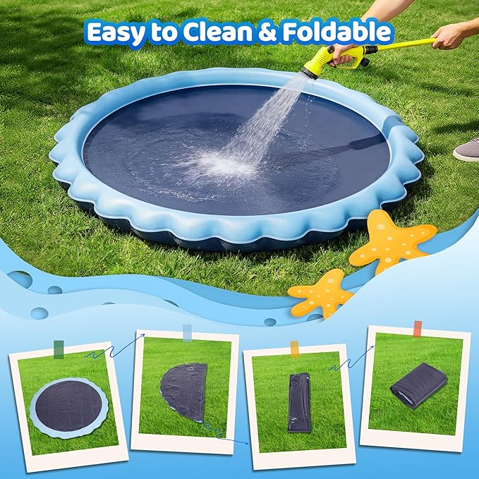 Meowant Splash Pad for Kids and Pet, Not-Slip Sprinkler Play Mat for Toddler and Dog, Summer Toys, Outdoor Backyard Baby Pool and Dog Pool, Children and Pet for Outside, 75"