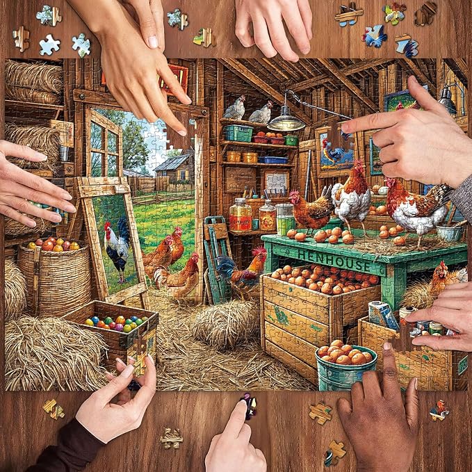 Chicken Coop Puzzles for Adults 1000 Piece, Jigsaw Puzzles for Adults, Adult Challenging Game Toys, Impossible Puzzle, Family Decoration Puzzle, Gifts for Father's Day
