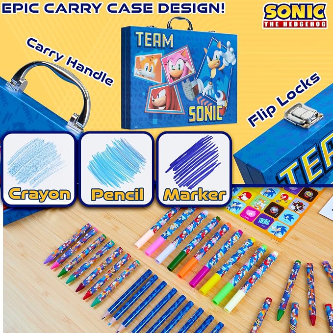 Get Trend Sonic THE Hedgehog Art Set for Kids with 137 Pcs, Art Supplies - Gifts for Boys