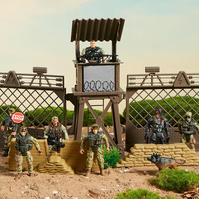 JOYIN 16 PCs Army Men Playset with 12 Realistic Army Ranger Men Action Figures and Weapon Gear Accessories, Military Soldiers Action Figures Playset, Gift for Boys 3 4 5 6 7 8