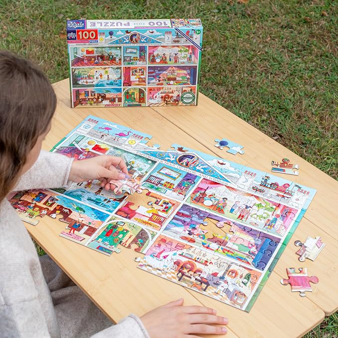 eeBoo 100 Piece Puzzle for Kids - Explorers School of Magic Children's Puzzle Wizard Themed, Large Pieces for Small Hands to Develop Motor Skills