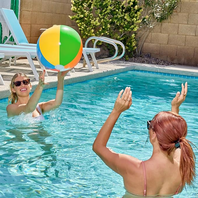 JOYIN 2-Pack 20" Beach Balls - Pool Toys Large Inflatable Beach Ball Swimming Pool Water Games, Classic Rainbow Color Beachball Luau Birthday Decorations Party Supplies Party Favors Gifts