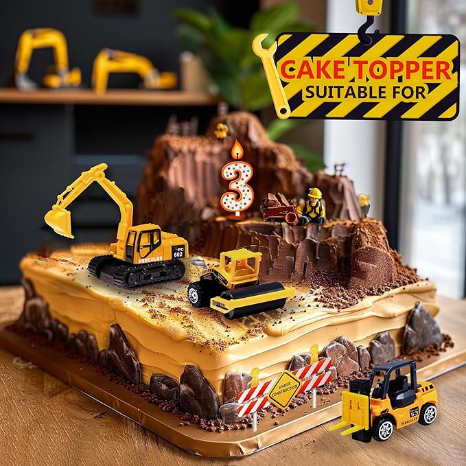 Oriate Construction 6PCS/Set diecast car, Including bulldozers, Forklift, Excavator & Other Educational Indoor & Outdoor Toy Cars, mini car Models for Boys and Girls 3 Years Old Birthday Easter Gifts