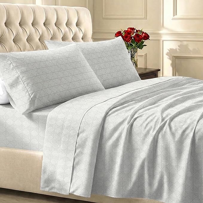 California Design Den Soft Full Size 100% Cotton Sheet Sets, 400 TC Good Housekeeping Award Winner, Smooth Sateen Finish with Deep Pockets, Cozy & Durable Full Bedding Set - Crosshatch Taupish - Sage