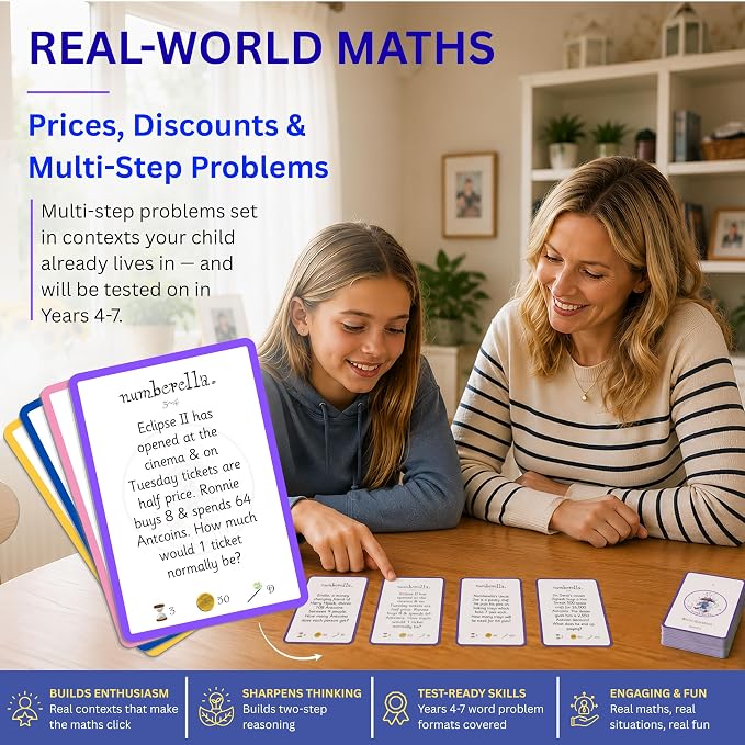 Numberella Deluxe Math Card Game – Level 2 | Ages 10–13, Grades 5–7 | Fractions, Decimals & Percentages | Award-Winning STEM Board Game | 432 Questions, 6 Card Types | 2–5 Players
