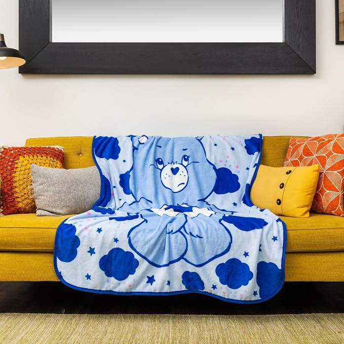 Silver Buffalo Care Bears Grumpy Bear 45" x 60" Fleece Throw, Soft and Cozy Blanket, 185 GSM