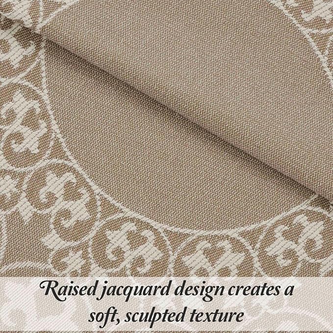 Superior Cotton Blend Bedspread Set, Includes 1 Tailored Bedspread and 2 Matching Pillow Shams, Lightweight Blanket, Bedding Decor, Jacquard Vintage Floral Mandala, Lyron Collection, Full, Taupe