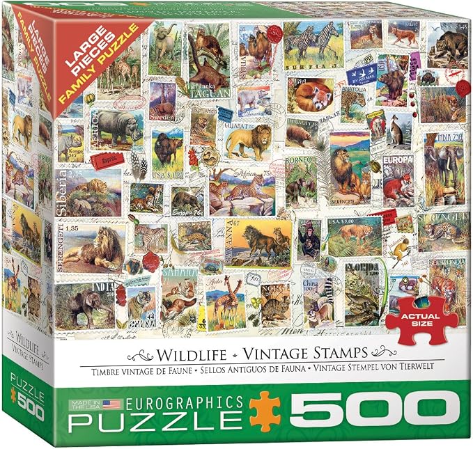 EuroGraphics (EURHR) Wildlife Vintage Stamps 500Piece Puzzle 500Piece Jigsaw Puzzle