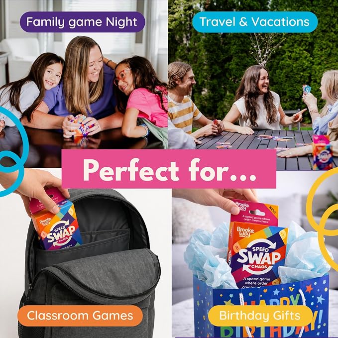 Brooke & Joy Games - Speed Swap Chaos – Where Order Creates Chaos! Fast, Fun Family Card Game for Kids, Teens & Adults, Easy to Learn, Perfect for Game Night & Travel, 10-Minute Party Game, Ages 8+