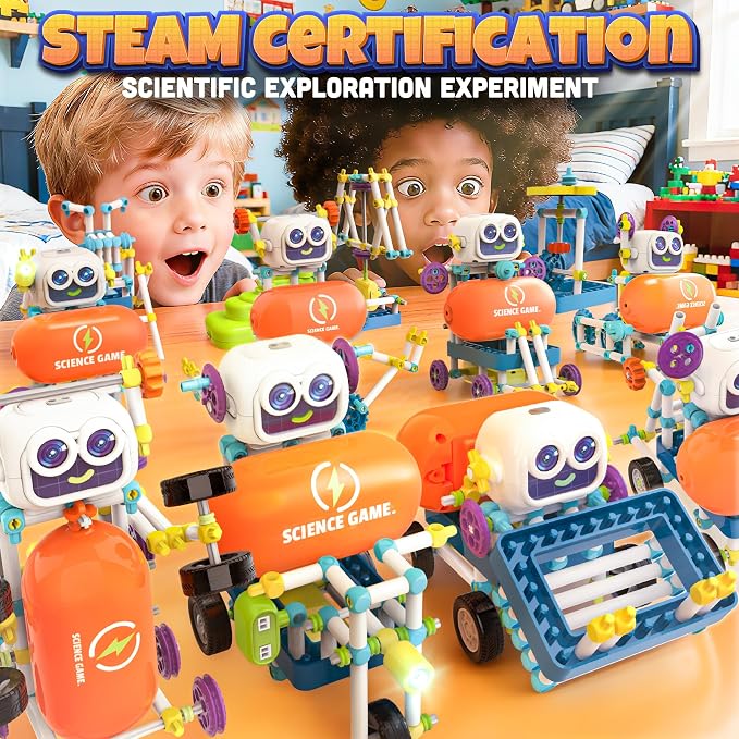 SMILESSKIDDO 120+ Science Kits for Kids Age 5-7 | STEM Toys for Ages 8-13 | 120-in-1 Robot Kit | Learning & Education Toys for Boys Girls, Birthday Gift Ideas for Kid Ages 5 6 7 8 9 10 11 12 (8025E)