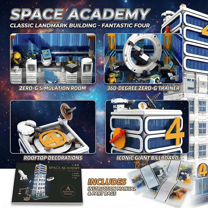 Skyscrapers Modular Building Blocks,71cm Tall Four Heroes Tower Building Architecture Set -Space Academy Collectible Display Toy with Adults, Sci-Fi MOC Construction Gift(6135pcs)