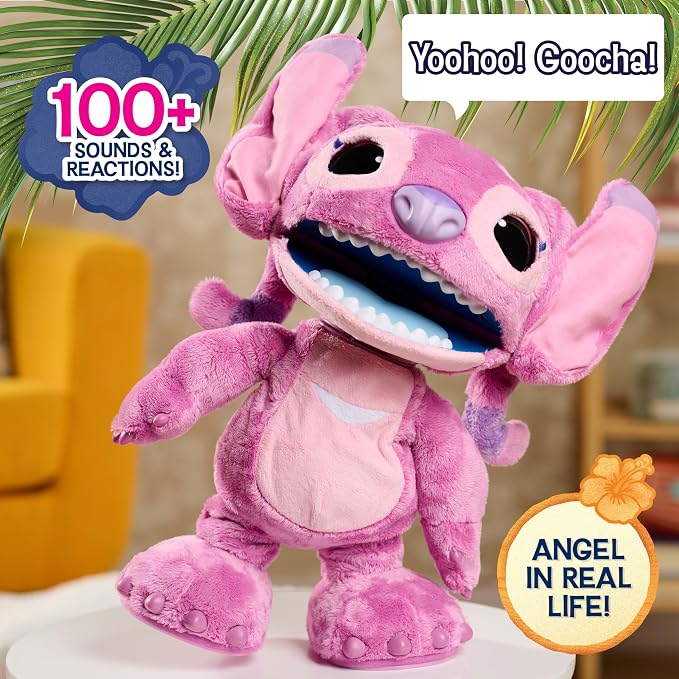 Disney Stitch Ultimate Angel Interactive 17" Plush Toy, 100+ Sounds & Reactions, Moves Like a Real-Life Angel, Toy for Fans, Girls, Kids, 3 and Up by Just Play