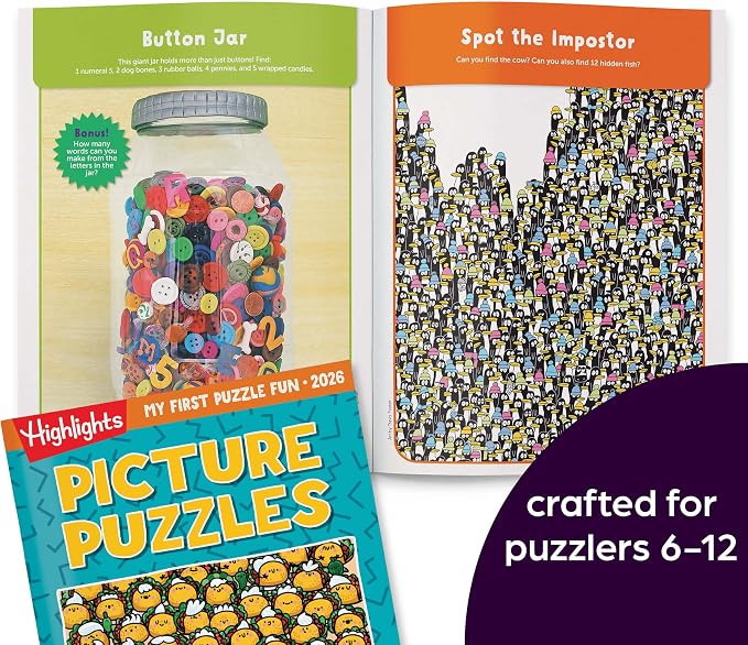 2026 Puzzle Fun Activity Book Gift Set for Kids 6 and Up, 4 Fun Books with Brain Teasers, Mazes, Word Games and More, Travel Activity and Puzzle Game Books for Kids