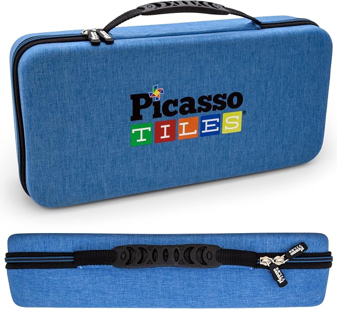 PicassoTiles 100PC Marble Run Race Track + Carry Case Bundle: STEAM Educational Playset for Kids Includes Travel Storage Organizer - Fun Learning Construction Toy, Creative Design, Sensory Development