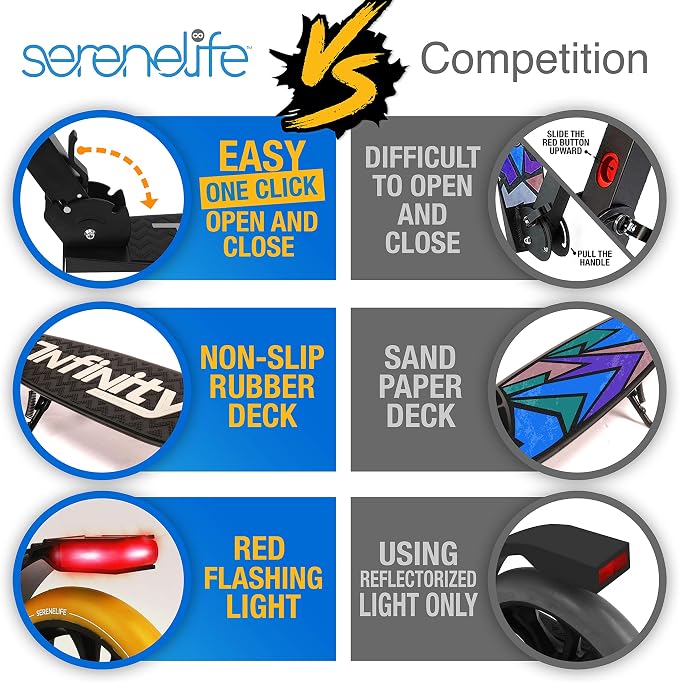 SereneLife Kick Scooter Adult Teenagers Kids- 2 Wheel Kids Scooter with Adjustable T-Bar Handlebar - Alloy Anti-Slip Deck - Portable Folding Scooters for Kids with Carrying Strap - Leopard