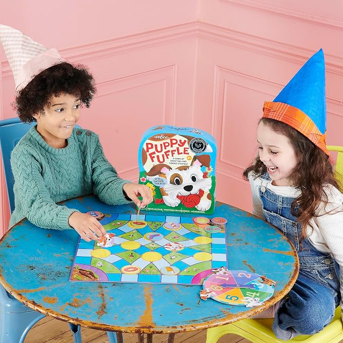 eeBoo: Puppy Fuffle - A Game of Counting & Simple Strategy, Kids Spinner Board Game, Collect Toys & Treats, Preschool, Ages 4+, 2-4 Players, 15-25 Min