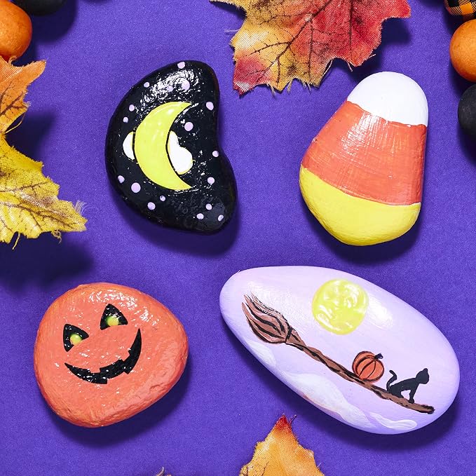 Creativity for Kids Hide & Seek Halloween Rocks | DIY Rock Painting Kit with Glowing Transfers | Fun Halloween Activities & Gifts (Ages 6+)