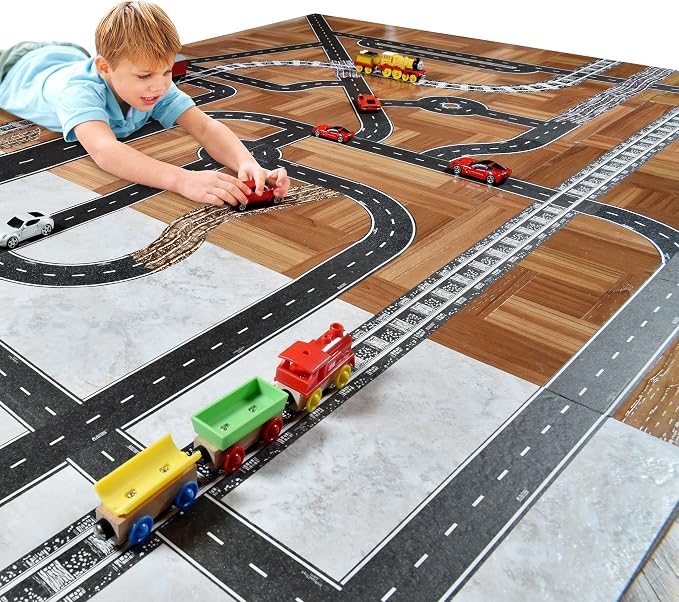 PlayTape - Neighborhood Road Tape for Toy Cars - Sticks to Flat Surfaces, No Residue, 2 in. x 30 ft. Roll