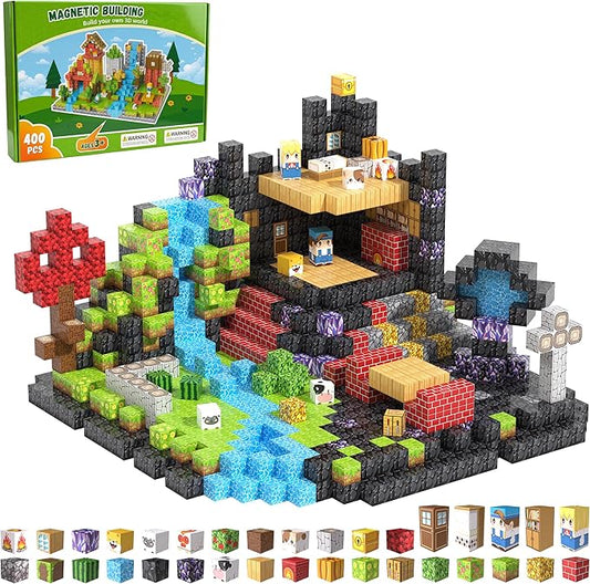 400PCS Magnetic Blocks, Magnetic Building Blocks, 0.78in Magnetic Building, STEM Game Stacking Toys for Kids, Birthday Gifts for Boys and Girls Age 3+ Years Old