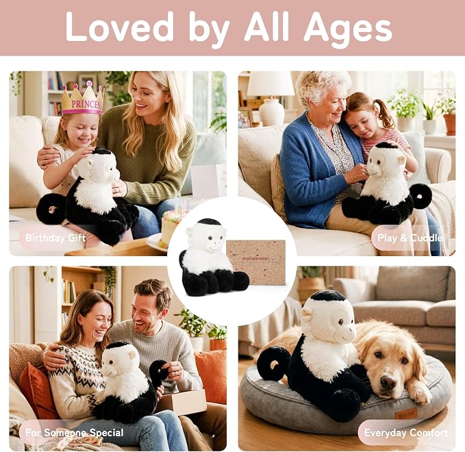 Niuniu Daddy 14" | 3.5 Pound Capuchin Monkey Weighted Stuffed Animal for Kids & Adults, Large Plush Toy with Soft Fur, Weighted Plushies Pillow for Sensory Calm, Huggable Gift for Everyday Comfort