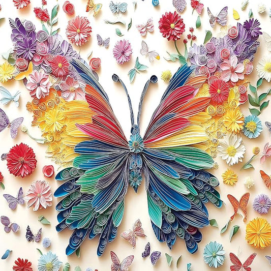 500 Piece Puzzle for Adult, Colorful Butterfly Paper Art Flower Butterfly Jigsaw Puzzles Challenging for Family Fun Party Game Gifts Decoration (20 x 20 Inch)