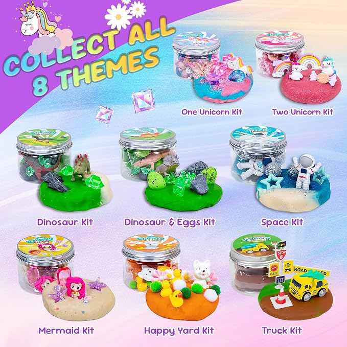 JOY SPOT! 8-Pack Play Dough Jars, Reusable Sensory Play Kit for Kids, Non-Toxic, Educational Creative Playdough,Birthday Valentines Gift,Party Favors, Goodie Bags, Boys Girls Home Preschool Classroom