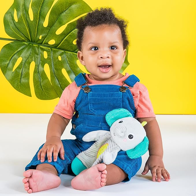 Bright Starts Snuggle & Teethe BPA-Free Crinkle Teething Plush Baby Toy - Elephant