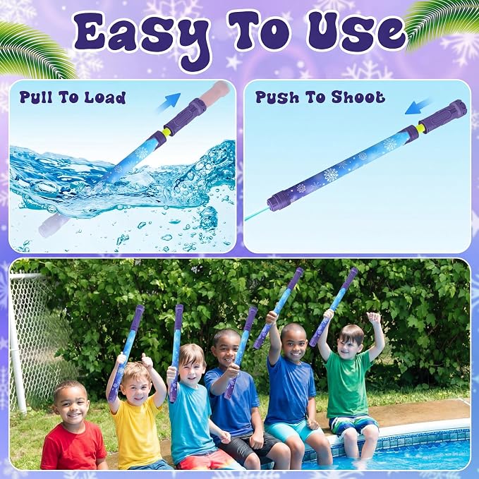 Halloscume 6 Pcs Snowflake Water Guns Bulk Party Favors for Kids 15.75" Water Squirters Blaster Shooters for Summer Swimming Pool Beach Birthday Gifts Supplies