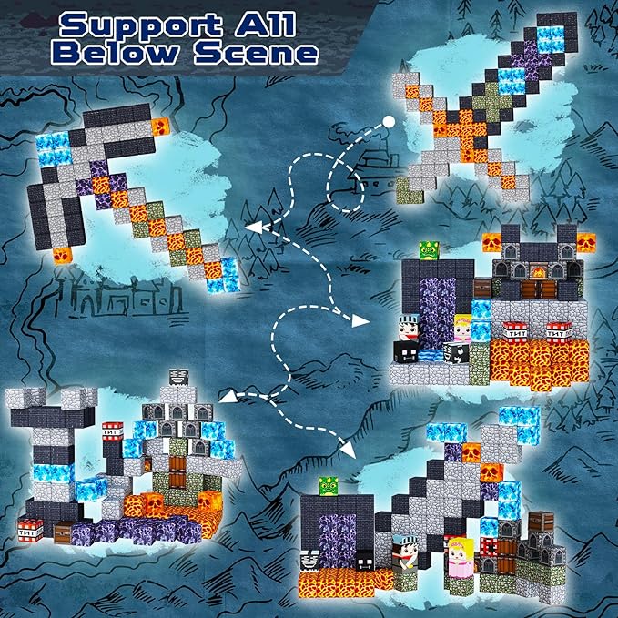 Goody King 100PCS Magnetic Blocks - Dark Castle Set Magnetic Building Blocks, Stacking Magnets for Kids, Strong Magnets, Sensory Toy for STEM Learning Toys for Kids 3+ Boys and Girls Birthday Gifts