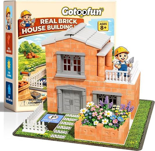 Mini House Building Kit for Kids Ages 8+, Tiny House Building Toy with Real Mini Bricks, STEM DIY Construction Set, Garden Villa Architecture Craft Gift for Boys and Girls