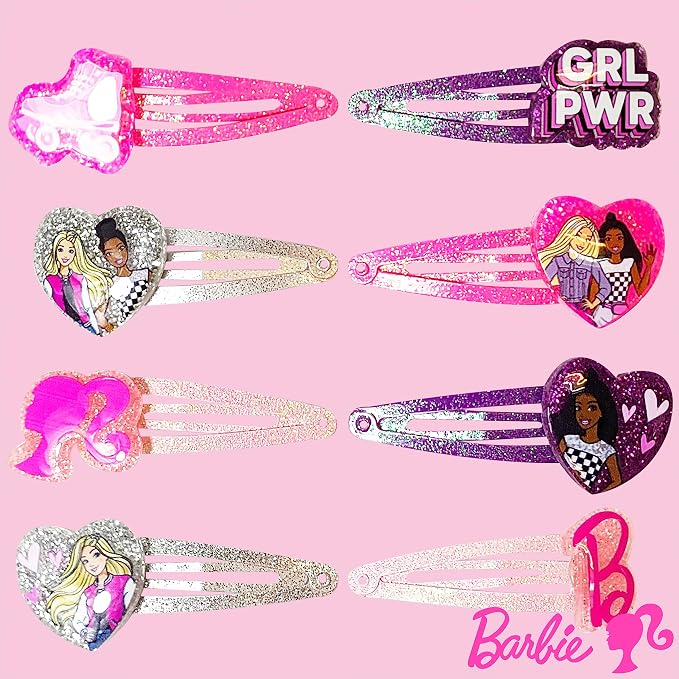 LUV HER Barbie Hair Clips for Girls Snap Clips 8 Pack Multi Color Ages 3+