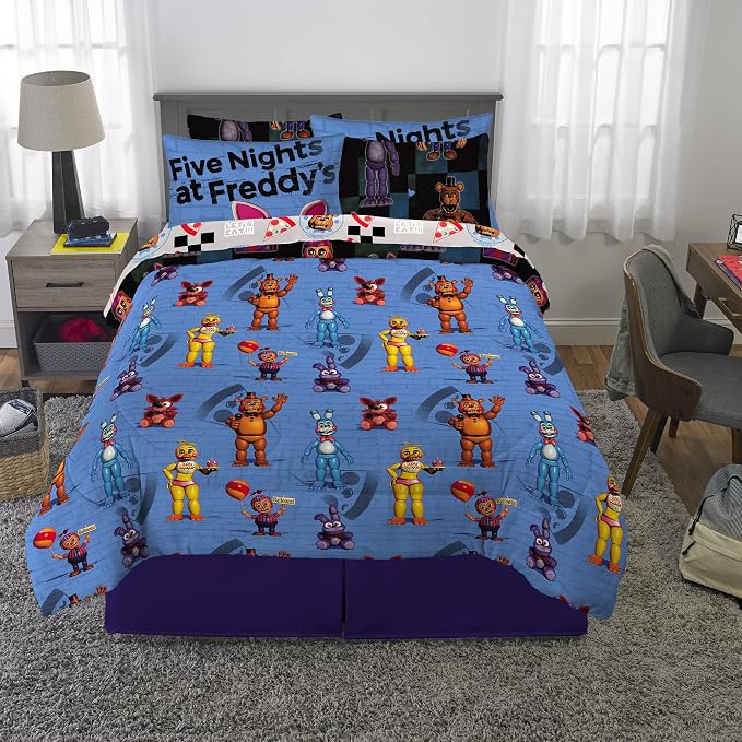 Franco Kids Bedding Super Soft Comforter and Sheet Set with Sham, 7 Piece Full Size, Five Nights At Freddy's
