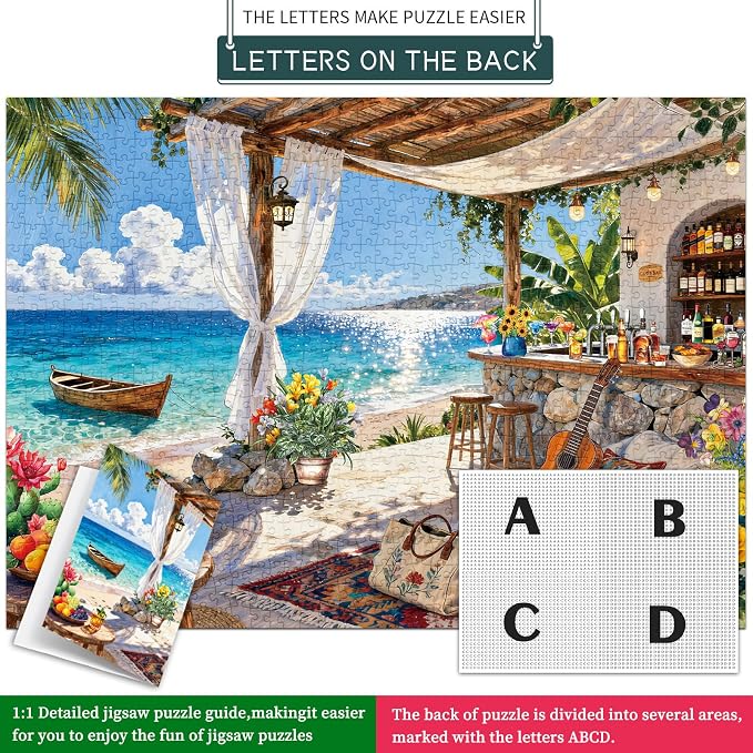 Island Bar Puzzles Flower of Life Puzzles for Adults 1000 Piece, Jigsaw Puzzles for Adults, Adult Challenging Game Toys, Impossible Puzzle, Family Decoration Puzzle