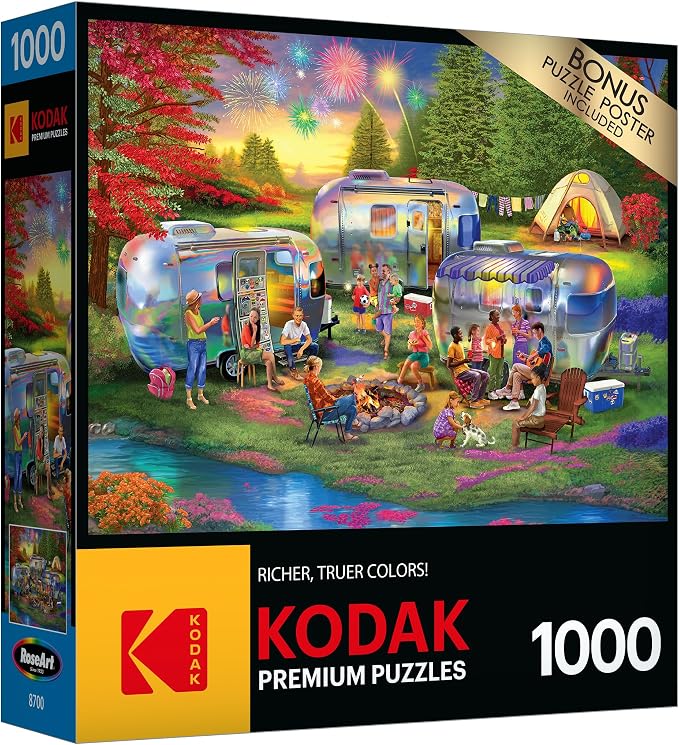 RoseArt - Kodak Premium - Shiny Happy Campers - 1000 Piece Jigsaw Puzzle for Adults